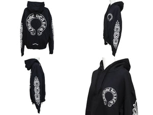CHROME HEARTS クロムハーツ パーカー フーディ フローラル ホースシュープリント ホワイト ブラック サイズS 美品 中古 4c069628