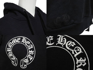 CHROME HEARTS クロムハーツ パーカー フーディ フローラル ホースシュープリント ホワイト ブラック サイズS 美品 中古 4c069628