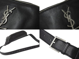 SAINT LAURENT PARIS サンローラン ウエストバッグ ボディバッグ 590076 ラムスキン ブラック シルバー金具 美品 中古 4c069631 