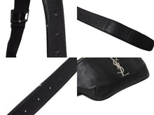 画像をギャラリービューアに読み込む, SAINT LAURENT PARIS サンローラン ウエストバッグ ボディバッグ 590076 ラムスキン ブラック シルバー金具 美品 中古 4c069631 