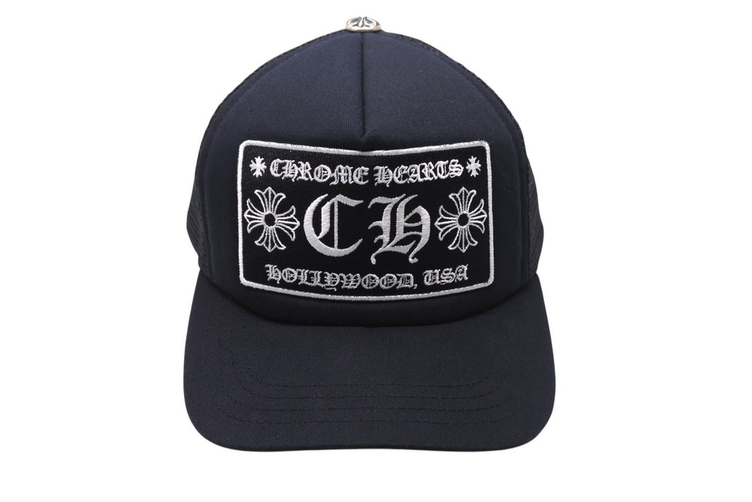 CHROME HEARTS クロムハーツトラッカーキャップ CHロゴ刺繍 クロスボール シルバー 925 ブラック 中古 美品 4c069632