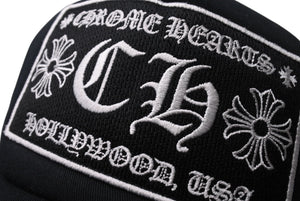 CHROME HEARTS クロムハーツトラッカーキャップ CHロゴ刺繍 クロスボール シルバー 925 ブラック 中古 美品 4c069632