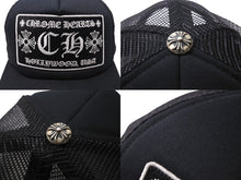 Load image into Gallery viewer, CHROME HEARTS クロムハーツトラッカーキャップ CHロゴ刺繍 クロスボール シルバー 925 ブラック 中古 美品 4c069632