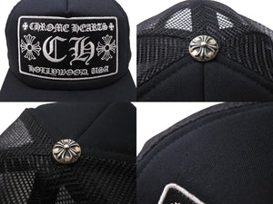 CHROME HEARTS クロムハーツトラッカーキャップ CHロゴ刺繍 クロスボール シルバー 925 ブラック 中古 美品 4c069632