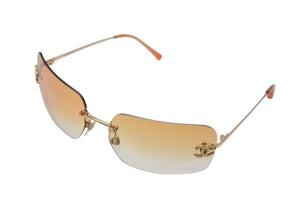 CHANEL シャネル リムレス サングラス 4017-D c.125/56 サイズ62□17 120 グラデーション オレンジ ココマーク ラインストーン 美品 中古 4c069633