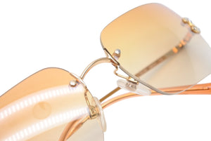 CHANEL シャネル リムレス サングラス 4017-D c.125/56 サイズ62□17 120 グラデーション オレンジ ココマーク ラインストーン 美品 中古 4c069633