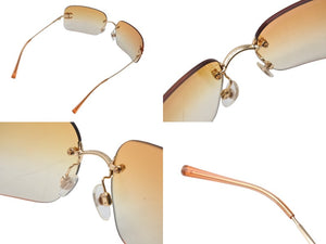 CHANEL シャネル リムレス サングラス 4017-D c.125/56 サイズ62□17 120 グラデーション オレンジ ココマーク ラインストーン 美品 中古 4c069633