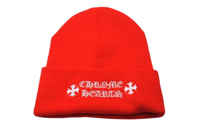 新品未使用 CHROME HEARTS クロムハーツ ウール ワッチキャップ ニットキャップ ビーニー CHプラス 刺繍 レッド アクリル ONE SIZE 中古 4c069638
