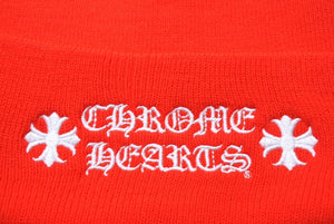新品未使用 CHROME HEARTS クロムハーツ ウール ワッチキャップ ニットキャップ ビーニー CHプラス 刺繍 レッド アクリル ONE SIZE 中古 4c069638