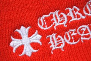 新品未使用 CHROME HEARTS クロムハーツ ウール ワッチキャップ ニットキャップ ビーニー CHプラス 刺繍 レッド アクリル ONE SIZE 中古 4c069638