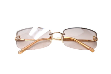 CHANEL シャネル リムレス サングラス 4093-B c.125/8Z サイズ56□16 130 ココマーク プラスチック ラインストーン 美品 中古 4c069639