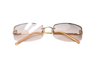 CHANEL シャネル リムレス サングラス 4093-B c.125/8Z サイズ56□16 130 ココマーク プラスチック ラインストーン 美品 中古 4c069639
