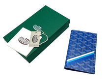 Load image into Gallery viewer, 極美品 GOYARD ゴヤール パスケース パスポートケース グルネル PVCコーティングキャンバス ブルー マーカジュ 中古 4c069640