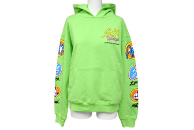 CHROME HEARTS クロムハーツ パーカー サイズS MATTY BOY マッティボーイ SEX RECORD グリーン マルチプリント 美品 中古 4c069642