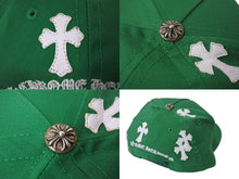 Load image into Gallery viewer, 新品同様 CHROME HEARTS クロムハーツ キャップ ベースボールキャップ クロスパッチ CHロゴ刺繍 クロスボール シルバー 925 グリーン 中古 4c069643
