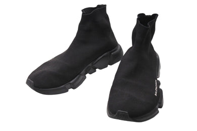 BALENCIAGA バレンシアガ スピードトレーナー ブラック ロゴ スニーカー ブラック コットン サイズ43 美品 中古 4c069658