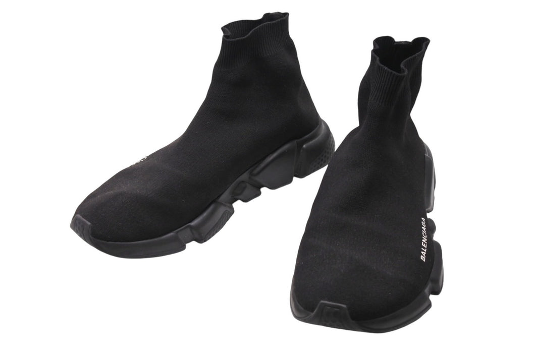 BALENCIAGA バレンシアガ スピードトレーナー ブラック ロゴ スニーカー ブラック コットン サイズ43 美品 中古 4c069658