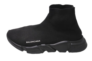 BALENCIAGA バレンシアガ スピードトレーナー ブラック ロゴ スニーカー ブラック コットン サイズ43 美品 中古 4c069658