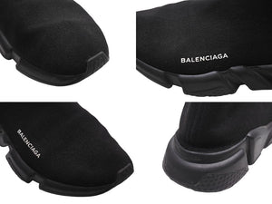 BALENCIAGA バレンシアガ スピードトレーナー ブラック ロゴ スニーカー ブラック コットン サイズ43 美品 中古 4c069658