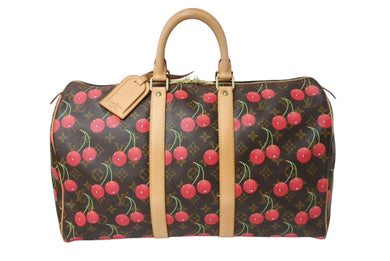 新品同様 LOUIS VUITTON ルイヴィトン キーポル45 ボストンバッグ M95011 モノグラムチェリー 村上隆 PVC レザー 中古 4c069717