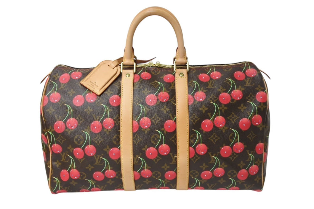 新品同様 LOUIS VUITTON ルイヴィトン キーポル45 ボストンバッグ M95011 モノグラムチェリー 村上隆 PVC レザー 中古 4c069717