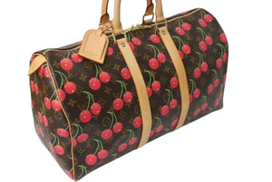 新品同様 LOUIS VUITTON ルイヴィトン キーポル45 ボストンバッグ M95011 モノグラムチェリー 村上隆 PVC レザー 中古 4c069717