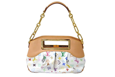 新品同様 LOUIS VUITTON ルイヴィトン モノグラムマルチカラー ジュディPM ハンドバッグ M40257 村上隆 ホワイト 2WAY 中古 4c069720
