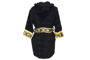 新品未使用 VERSACE ヴェルサーチ バロック キッズ バスローブ ZACJYNG01 イタリア製 テスート ブラック イエロー サイズM 4c069723