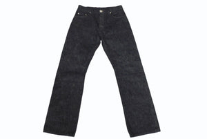 未使用品 CHROME HEARTS クロムハーツ フレアニー スターパッチ デニムパンツ サイズ32 ブラック コットン シルバー925 レザー 中古 4c069726