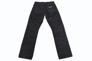 未使用品 CHROME HEARTS クロムハーツ フレアニー スターパッチ デニムパンツ サイズ32 ブラック コットン シルバー925 レザー 中古 4c069726