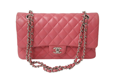 極美品 CHANEL シャネル チェーンショルダーバッグ マトラッセ25 Wフラップラップ ラムスキン ピンク シルバー 29番台 中古 4c069745