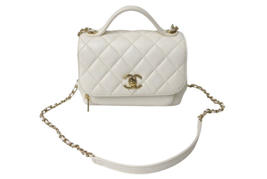 極美品 CHANEL シャネル ビジネスアフィニティ マトラッセ トップハンドル チェーンショルダーバッグ キャビアスキン 中古 4c069746