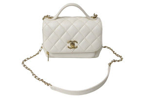 極美品 CHANEL シャネル ビジネスアフィニティ マトラッセ トップハンドル チェーンショルダーバッグ キャビアスキン 中古 4c069746