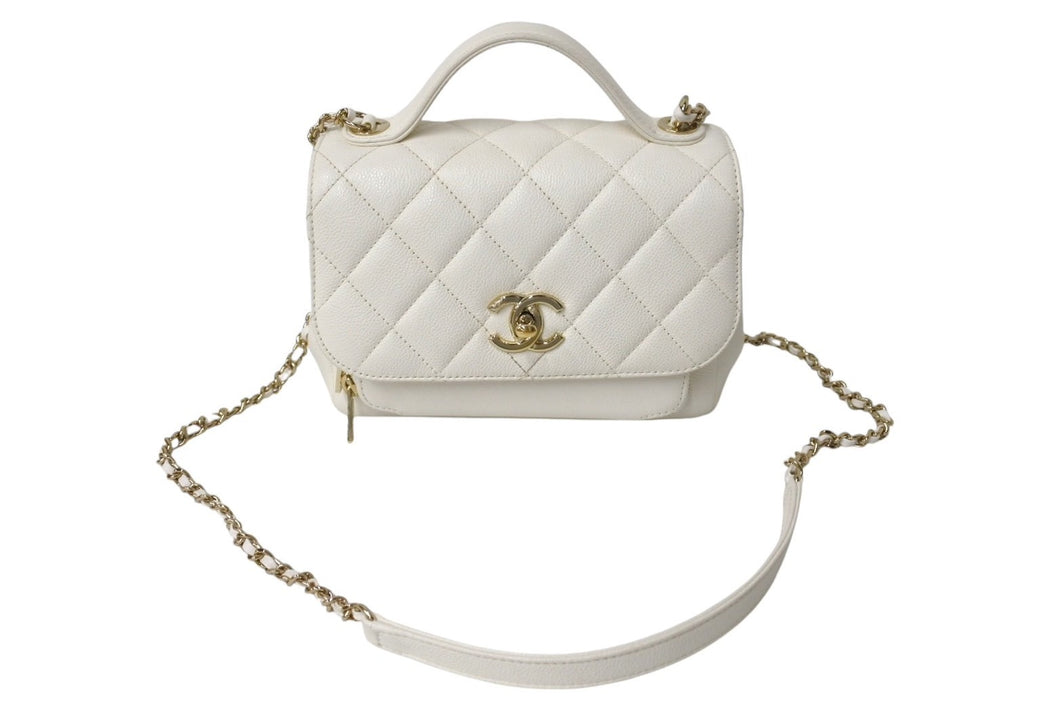 極美品 CHANEL シャネル ビジネスアフィニティ マトラッセ トップハンドル チェーンショルダーバッグ キャビアスキン 中古 4c069746