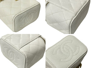 CHANEL シャネル マトラッセ スモールバニティ チェーンショルダーバッグ AP1340 ココマーク ホワイト 32番台 美品 中古 4c069748