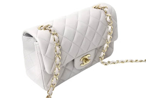 極美品 CHANEL シャネル ミニマトラッセ 20 Sフラップ Sショルダーバッグ ランダム番台 ラムスキン グレー ゴールド金具 中古 4c069749