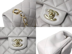 極美品 CHANEL シャネル ミニマトラッセ 20 Sフラップ Sショルダーバッグ ランダム番台 ラムスキン グレー ゴールド金具 中古 4c069749