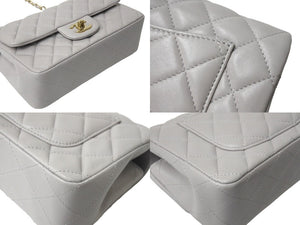 極美品 CHANEL シャネル ミニマトラッセ 20 Sフラップ Sショルダーバッグ ランダム番台 ラムスキン グレー ゴールド金具 中古 4c069749