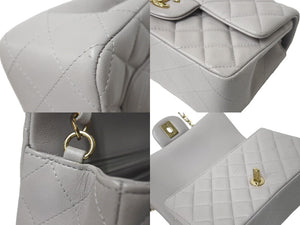 極美品 CHANEL シャネル ミニマトラッセ 20 Sフラップ Sショルダーバッグ ランダム番台 ラムスキン グレー ゴールド金具 中古 4c069749