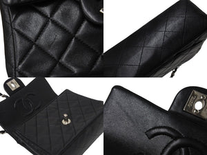 CHANEL シャネル ミニマトラッセ Sフラップ Sチェーンショルダーバッグ 5番台 ラムスキン ブラック シルバー金具 美品 中古 4c069750