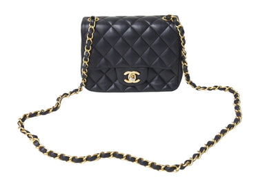 CHANEL シャネル ミニマトラッセ 17cm チェーンショルダーバッグ ブラック 27番台 レザー ゴールド金具 美品 中古 4c069751