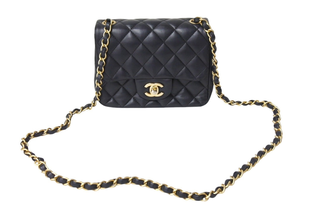 CHANEL シャネル ミニマトラッセ 17cm チェーンショルダーバッグ ブラック 27番台 レザー ゴールド金具 美品 中古 4c069751