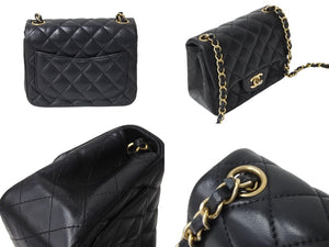 CHANEL シャネル ミニマトラッセ 17cm チェーンショルダーバッグ ブラック 27番台 レザー ゴールド金具 美品 中古 4c069751