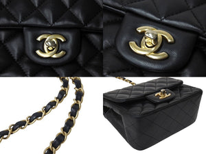 CHANEL シャネル ミニマトラッセ 17cm チェーンショルダーバッグ ブラック 27番台 レザー ゴールド金具 美品 中古 4c069751