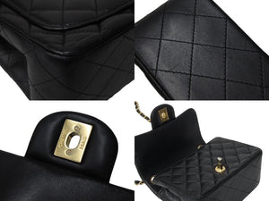 CHANEL シャネル ミニマトラッセ 17cm チェーンショルダーバッグ ブラック 27番台 レザー ゴールド金具 美品 中古 4c069751