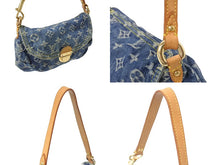 Load image into Gallery viewer, LOUIS VUITTON ルイヴィトン ミニプリーティ ハンドバッグ M95050 モノグラムデニム レザー ブルー 美品 中古 4c069764