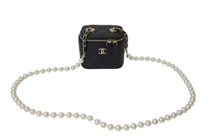 極美品 CHANEL シャネル スモールバニティ パールショルダーバッグ 31番台 AP2581 ココマーク ラムスキン フェイクパール 中古 4c069772