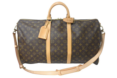 極美品 LOUIS VUITTON ルイヴィトン キーポルバンドリエール55 ボストンバッグ M41414 モノグラム PVC レザー ブラウン 中古 4c069780