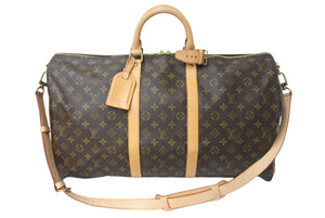 極美品 LOUIS VUITTON ルイヴィトン キーポルバンドリエール55 ボストンバッグ M41414 モノグラム PVC レザー ブラウン 中古 4c069780