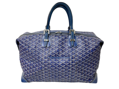 GOYARD ゴヤール ボウリング45バッグ ボストンバッグ BOWLIN045TY12CL12P ネイビー PVC レザー シルバー金具 良品 中古 4c069781